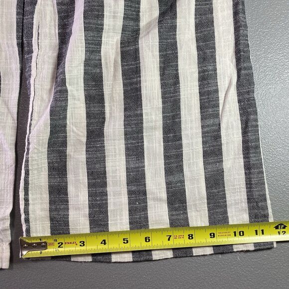 INDIGO RISING Pants Linen Striped Pleated Smocked Waist Wide Leg Womens L Black - Picture 8 of 10